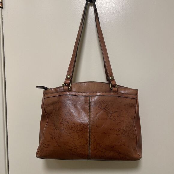 Vintage Patricia Nash Map Signature Design Leather Handbag Purse Shoulder Bag - Picture 11 of 16
